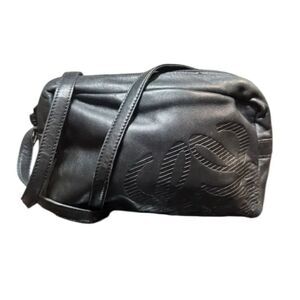 LOEWE Black Buttery Soft Nappa Leather Small Anagram Camera Crossbody Bag Auth